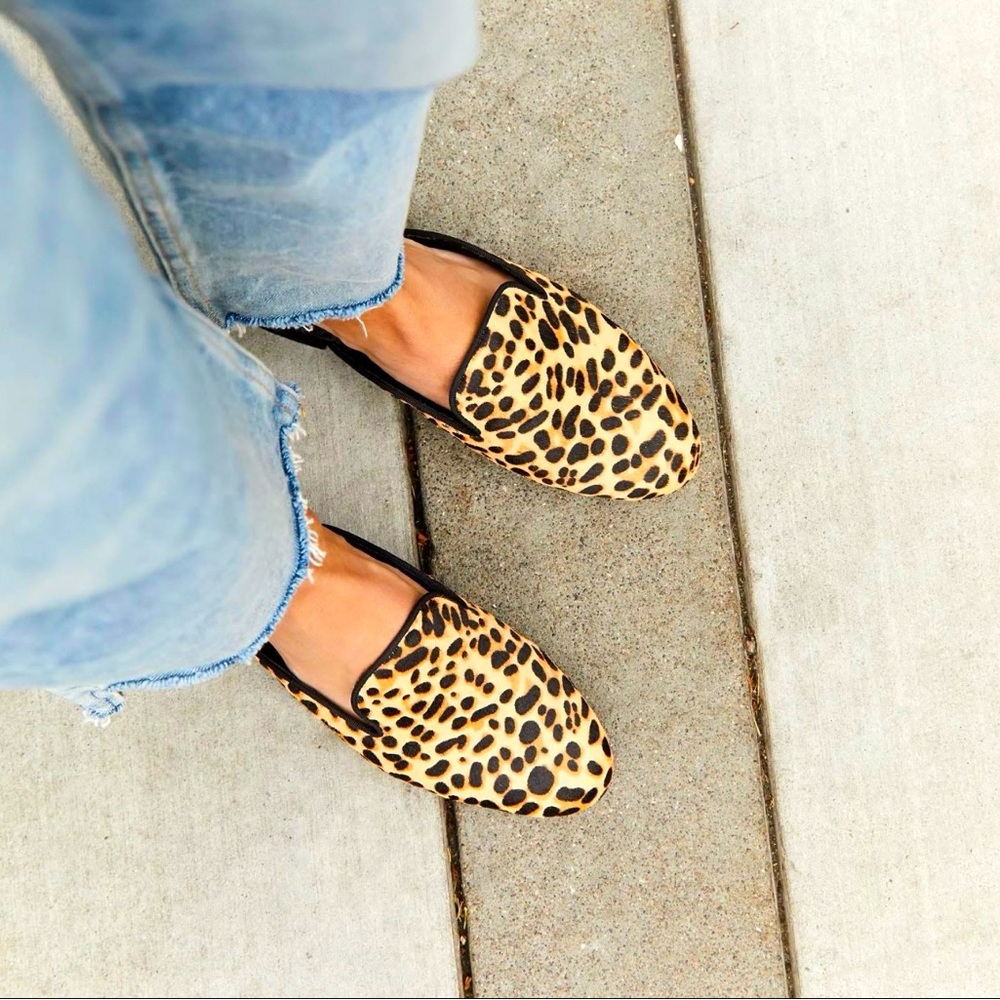Birdies Leopard Print Mules in Tan and Black